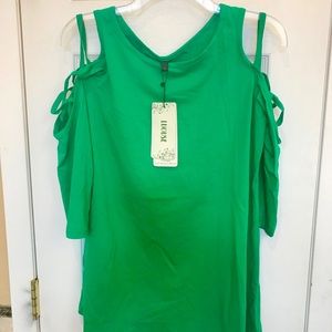 Gorgeous sexy Luouse designer green long tunic top